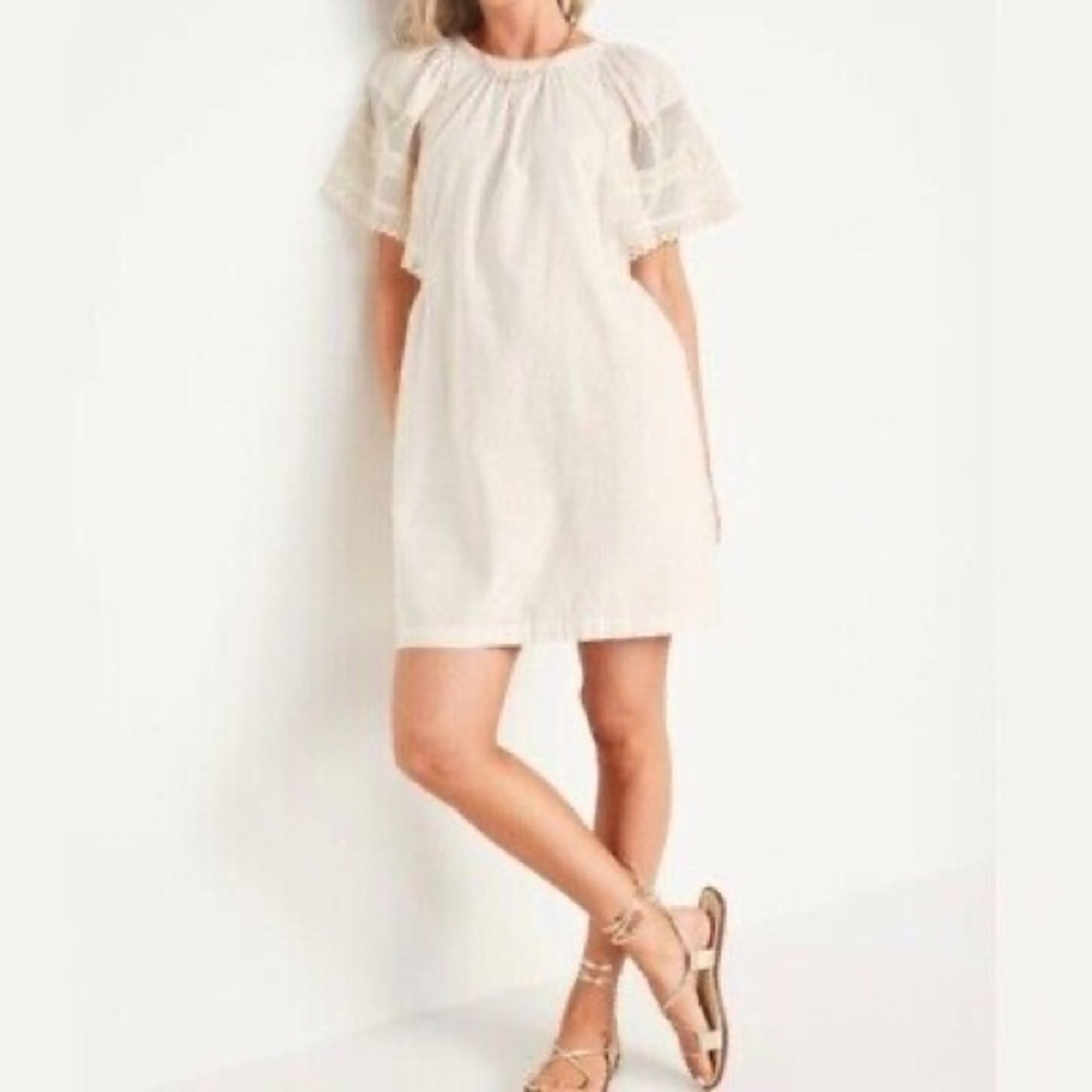 Flutter-Sleeve Tie-Back Mini Swing Dress - Picture 3 of 4